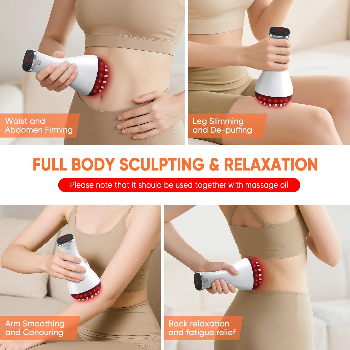 Rechargeable Lymphatic Drainage Massager & Cellulite Massage Tool with 3000mAh,Fascia Blaster for Reduce Stretch Marks for Legs, Arms & Belly,Body Sculpting Machine with Microcurrent for Office Travel