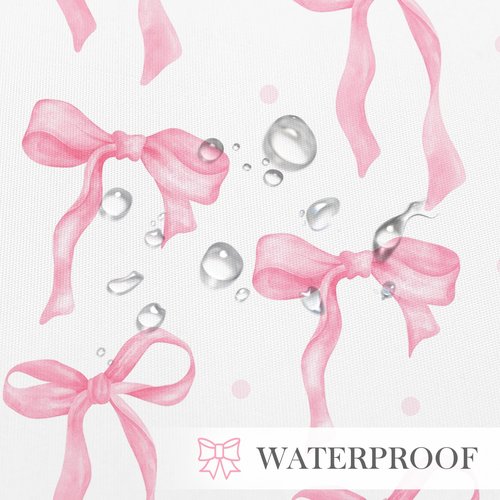 Litabel Cute Bow Shower Curtain, Pink Aesthetic Bowknot Shower Curtain for Bathroom, Modern Minimalist White Waterproof Fabric Shower Curtain Set, 72x72 Inch