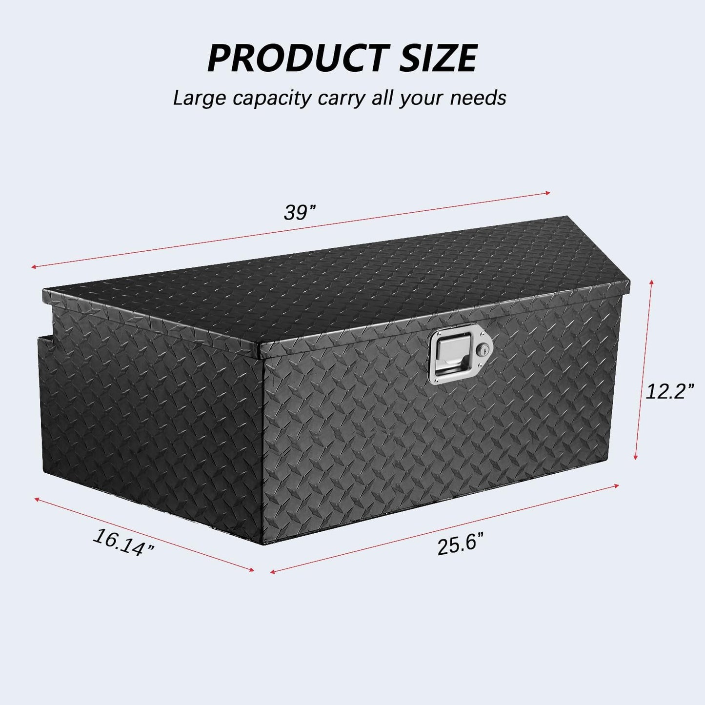 GarveeTech 39 in Trailer Tongue Boxes,Heavy Duty Aluminum Trailer Tool Box With Lock and Keys,Diamond Plate Storage Box,Waterproof Trailer Box for Pick Up Truck Bed,RV Trailer,Black