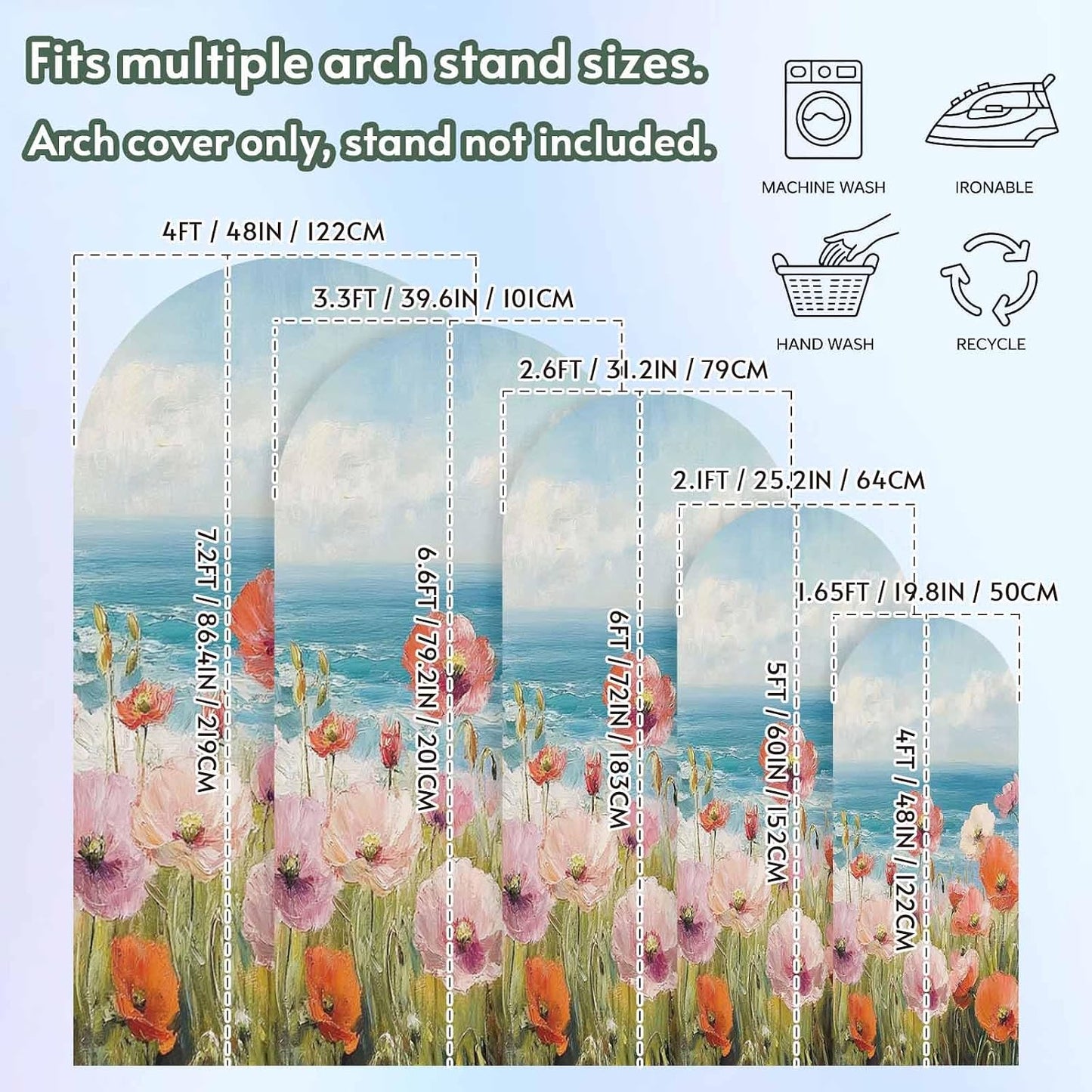Jnbasdffb 6 Pink Spring Floral Wedding Arch Cover,Stretchy Spandex Arch Backdrop Stand Covers FT,Modern Abstract Art