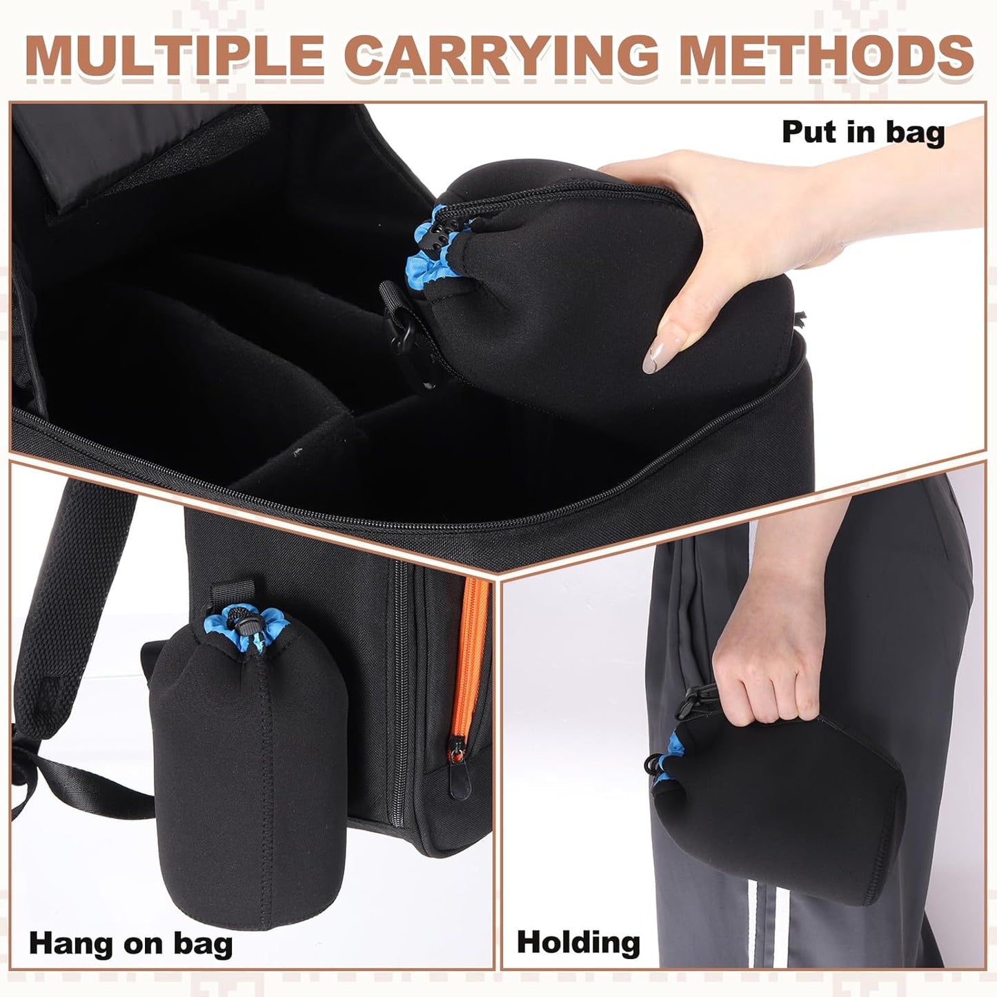 4 4" 10" PATIKIL Pcs Camera Lens Pouch, ID x H Drawstring Lens Pouch Protective Camera Lens Case Bag Soft Plush