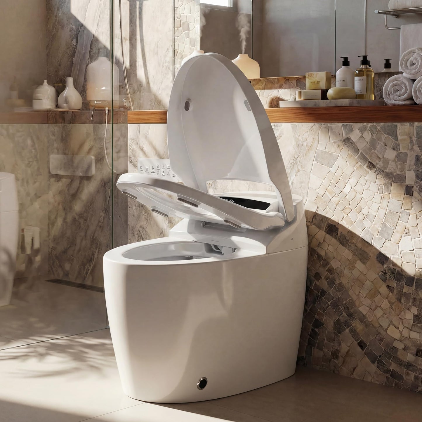 TOTTE Smart Toilet with Bidet Built-in, Auto Open/Close Lid, One Piece Elongated Toilet with Instant Warm Water & Warm Air Dryer, Self-Cleaning Technology, Night Light, Tankless Toilet, ECO Mode