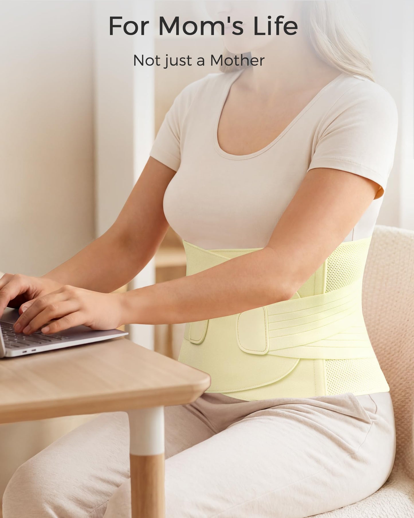 FREETOO Abdominal Binder for Women,Postpartum Belly Band Wrap for C-Section Recovery,Belly Binder Post Partum with Adjustable Compression,Soft Postpartum Belt with Ergonomical Back Support,XS,Cream