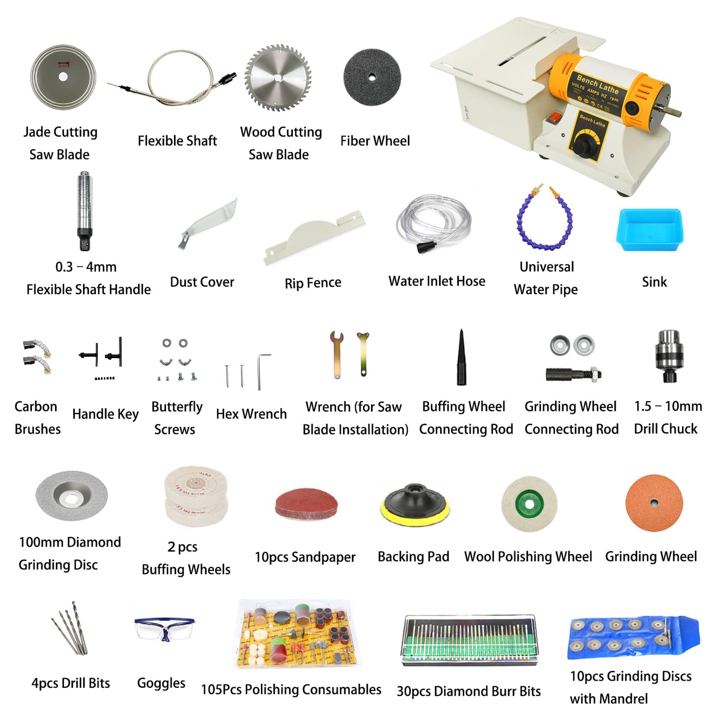 Lapidary Rock Saw for Cutting Rocks with Polishing Kit, Mini Lapidary Equipment for Jewelry Gemstone Polishing, Left-Side Wet Cutting Table, 110V 750W