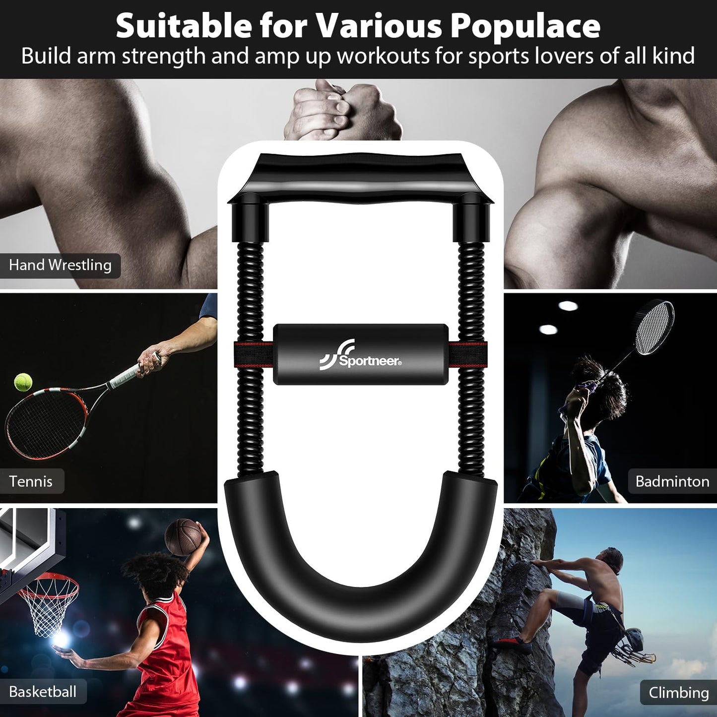 Sportneer Forearm Strengthener Forearm Wrist Strengthener Exerciser with Adjustable Tension for Improving Strength - Hand Developer Arm Grip Workout Strength Trainer Home Gym Workout Equipment for Starter and Pro