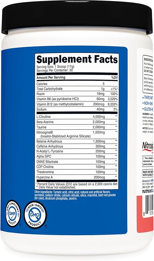 Nutricost Pre-Workout, Watermelon, 30 Servings, Vegetarian, Non-GMO and Gluten Free (Pre-X)