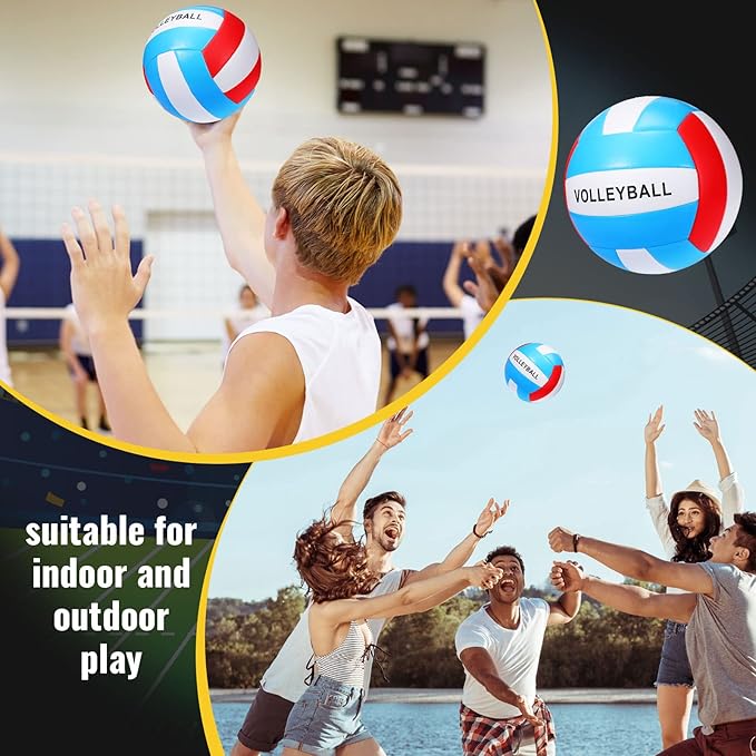 Jerify 4 Pcs Sport Balls Set Official Size Athletic Balls Include Soccer, Football, Basketball, Volleyball for Indoor Outdoor Game Youth Adult Operation Christmas Ball Gifts