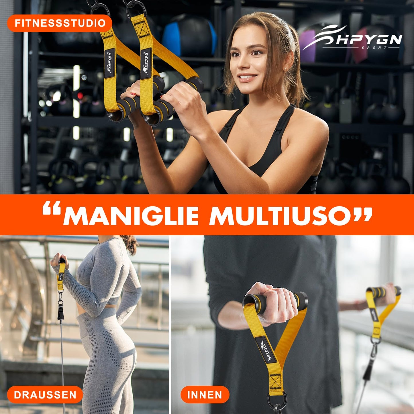 HPYGN Exercise Handles, D Handle Cable Attachment, Grip Attachments for Cable Machine Pulleys, Resistance Bands and Strength Trainers, Pull Down Exercise Accessories, Home Gym Exercise Machine Attachments