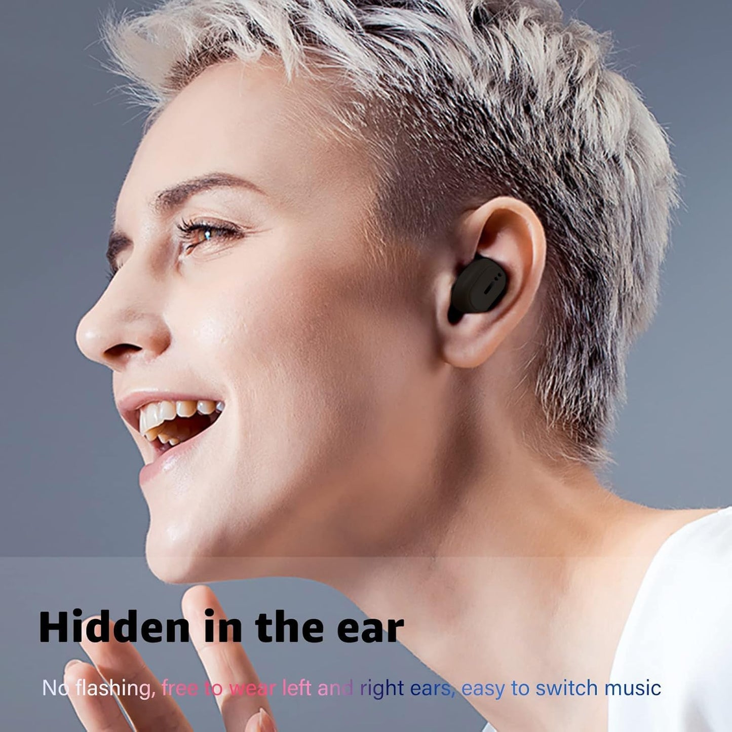 12 Single Bluetooth Wireless Earbud, Mini Invisible in-Ear Wireless Bluetooth Headphone Hours Super Long Battery Life