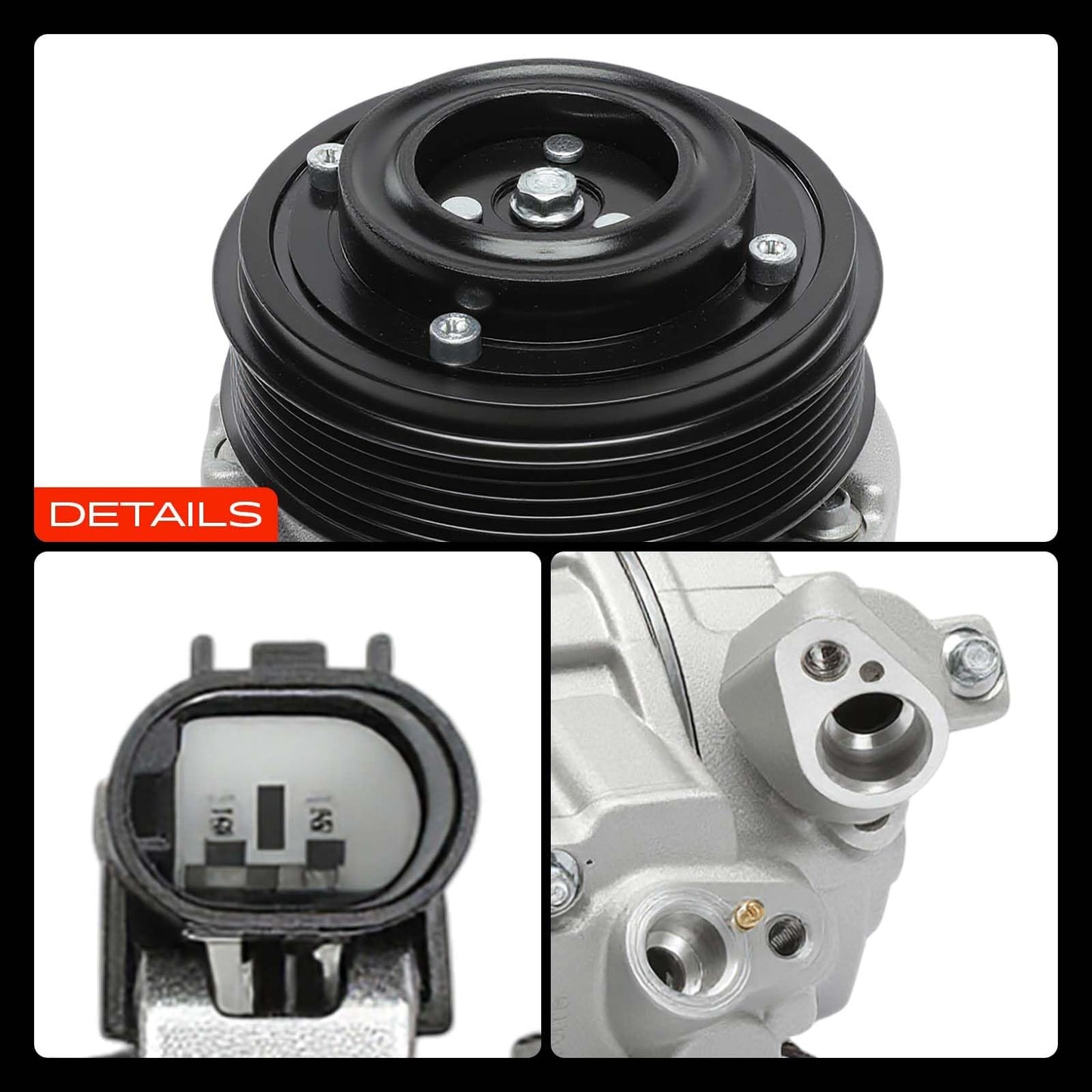 A-Premium Air Conditioner AC Compressor with Clutch Compatible with BMW 3-Series, 5-Series, 1-Series, Z4 2009-2011, M3 2008-2013, M5 2006-2010, M6 2006-2010, 7SEU17 Compressor, 6 Groove Pulley