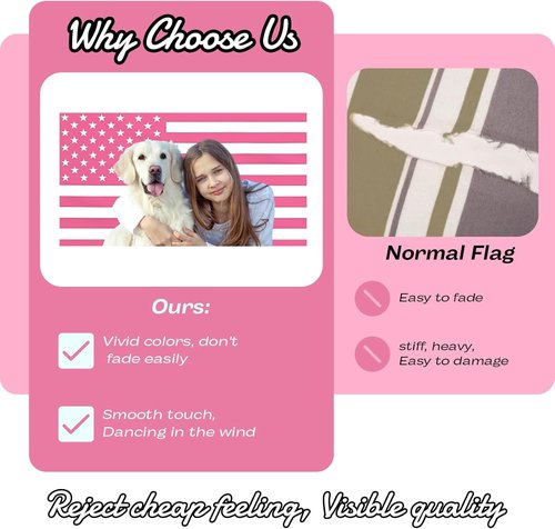 Custom American Flag - 3x5ft Personalized Pink Flag with Photo & Text | Perfect for Bedroom & Dorm Decor