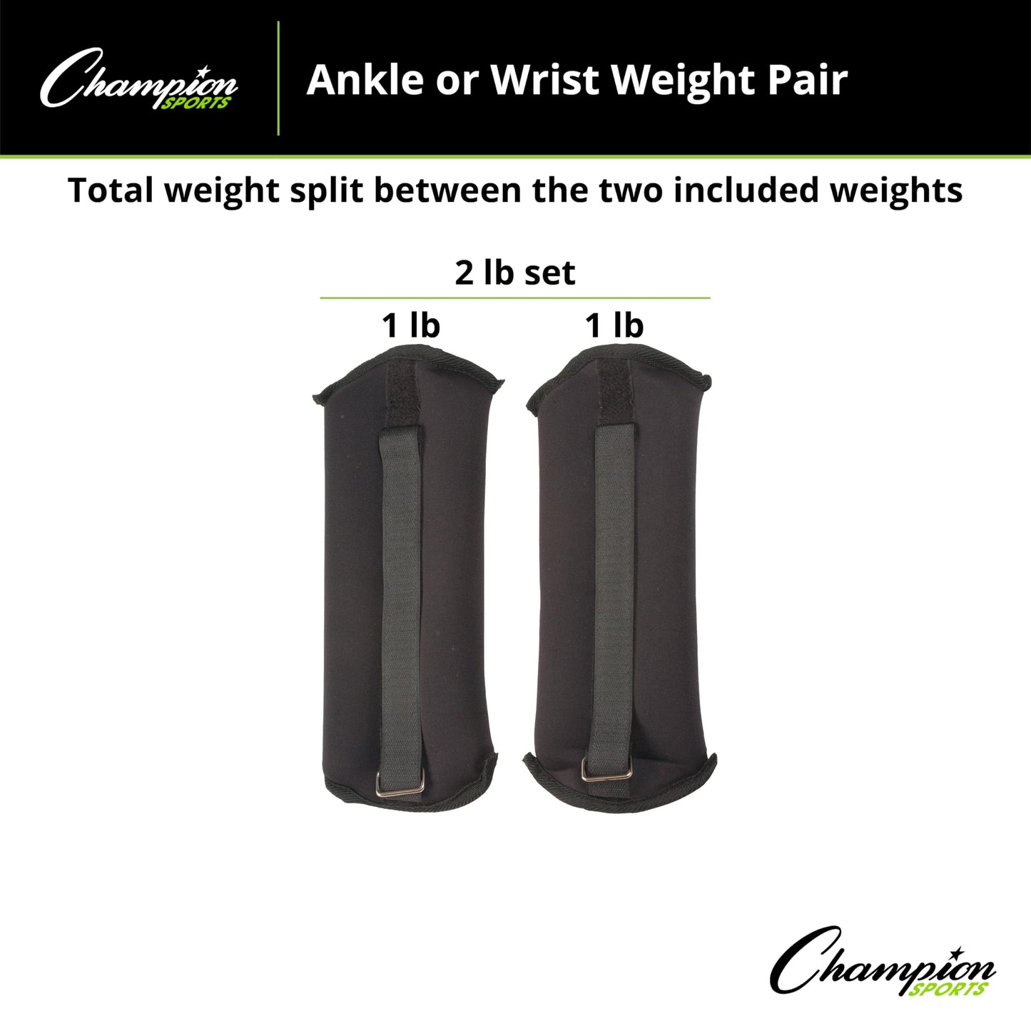Champion Sports Soft Adjustable Ankle and Wrist Weights (2 Lbs)