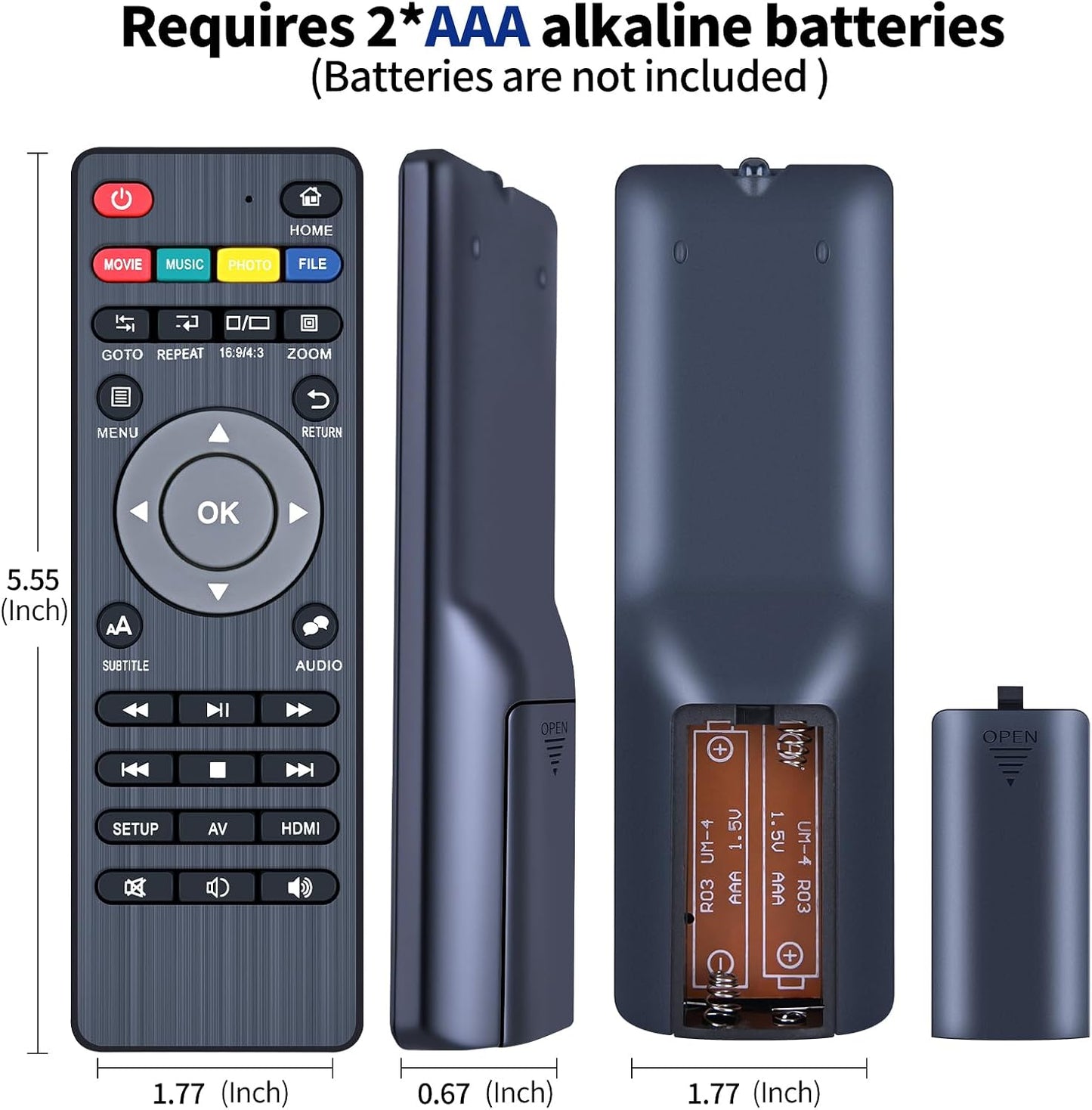 FQOUG 1080P Replacement Remote Control Compatible with NEUMI Atom Full-HD Digital Media Player