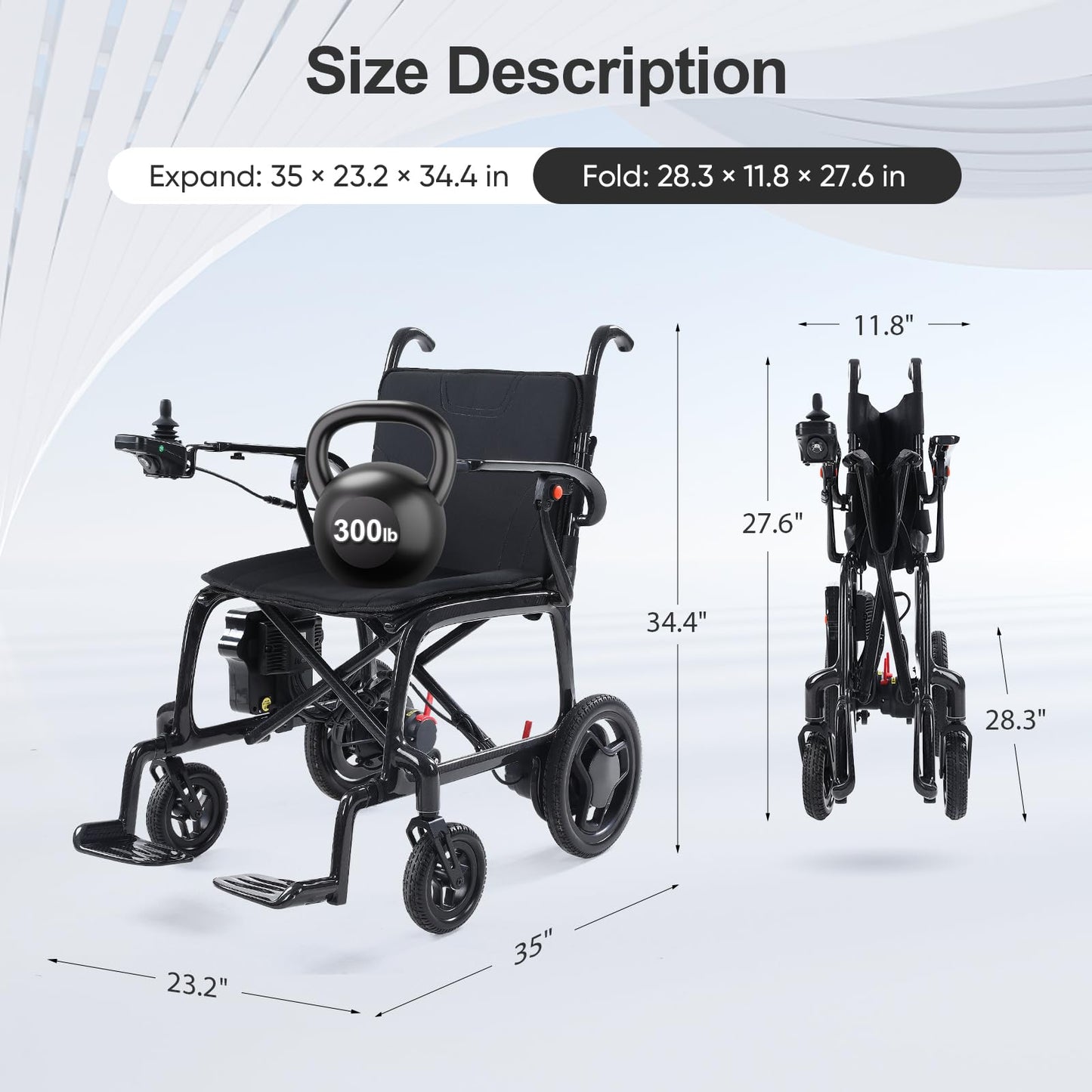 22lbs Lightweight Electric Wheelchair – Carbon Fiber Remote Control Wheelchair with Dual Batteries, Foldable Electric Wheelchair for Adults, Airline Approved for Travel and Daily Use