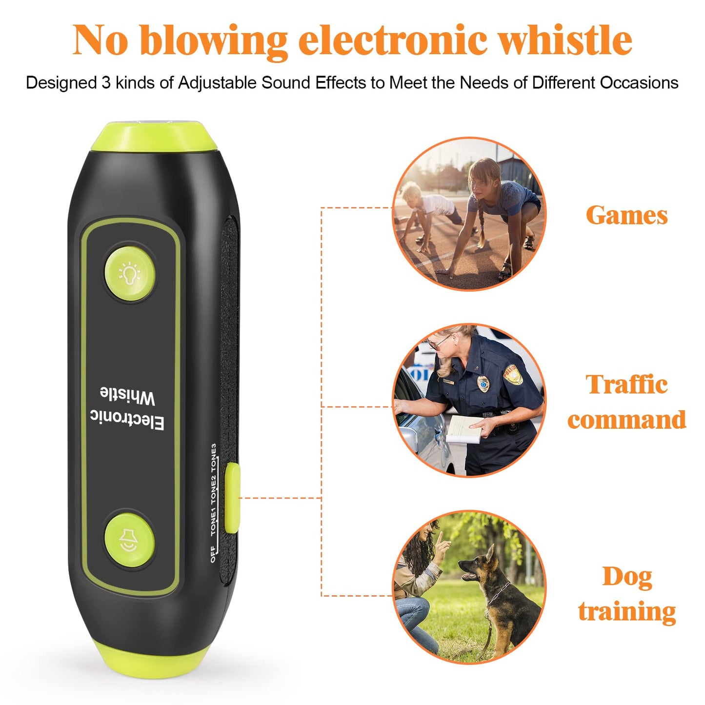 LANRU Electronic Whistle Handheld Electric Whistle with Lanyard Light Flashlight for Coaches Referees P.E. Teacher