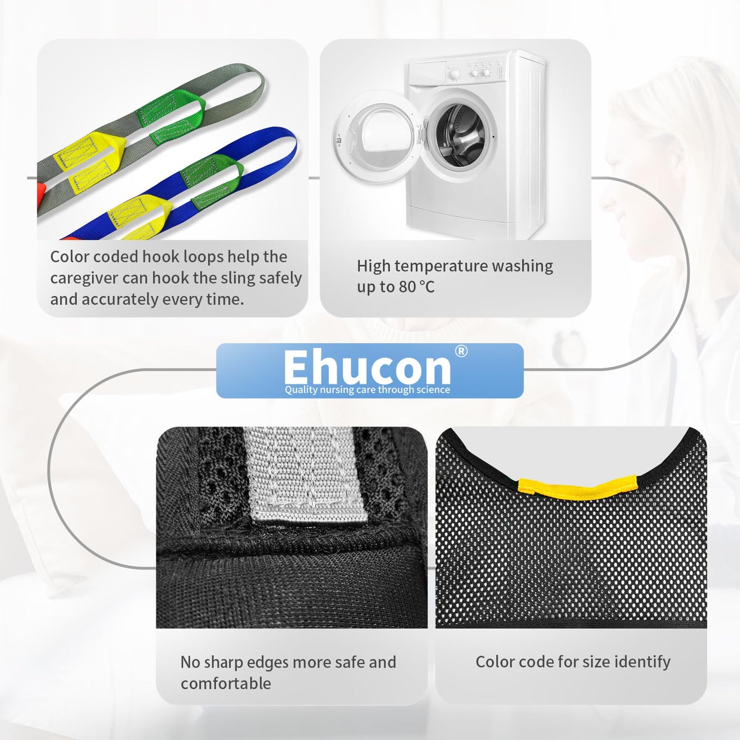 Ehucon Patient Lift Sling Medical Transfer Sling for Patient Walking Training, Working Aids for Ambulation Support Training, 500lbs Safety Working Load (Large)