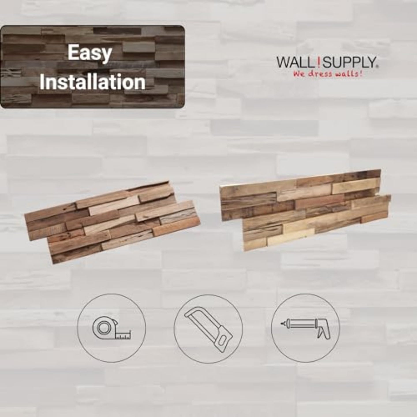 Wall!Supply 3D Wall Panels – Reclaimed Rustic Asian Teak Wood – Home Decor Wallpaper Alternative for Living Room, Bedroom & Office – Easy DIY Installation – 10 Pack, Covers 9.6 Sq Ft