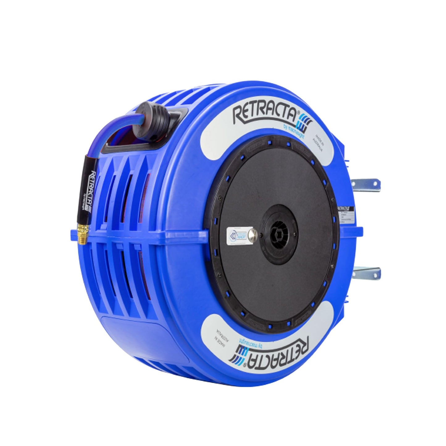 Macnaught R3 Thermoplastic Heavy Duty Retractable Hose Reel for Air & Water, 300 PSI, Blue Case & Blue Hose (3/8 Inch)