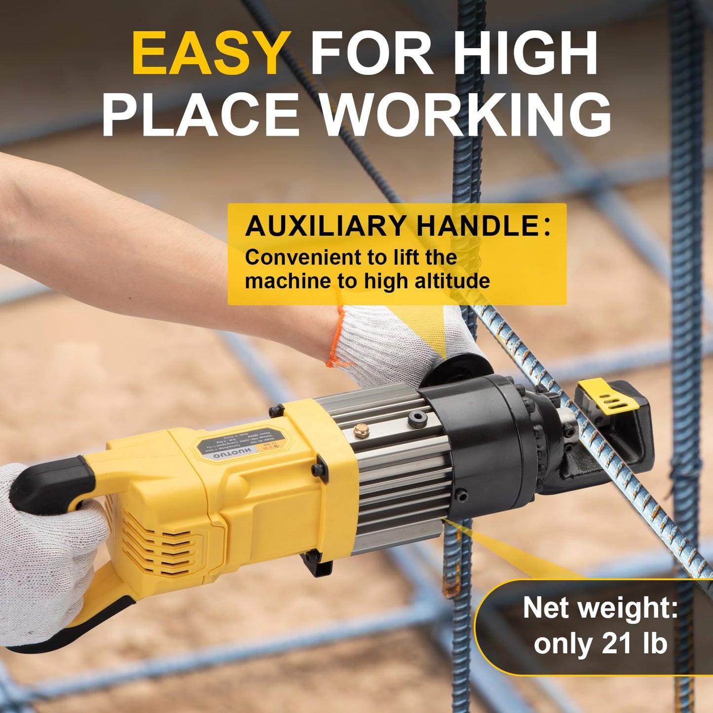 HUOTUO 5/8" Electric Hydraulic Rebar Cutter, Portable Rebar Cutter,Cutting rebar 4-16mm,1-1.5s cutting speed,1000w (RC16A)
