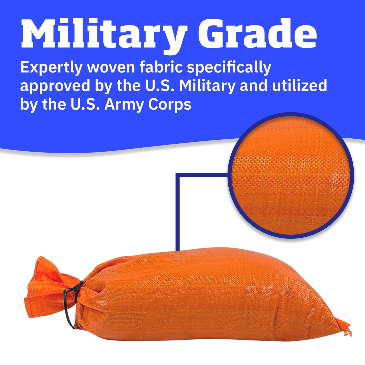 DURASACK Heavy Duty Sand Bags with Tie Strings Empty Woven Polypropylene Sand-bags for Flood Control with 1600 Hours of UV Protection, 50 lbs Capacity, 14x26 inches, Orange, Pack of 100