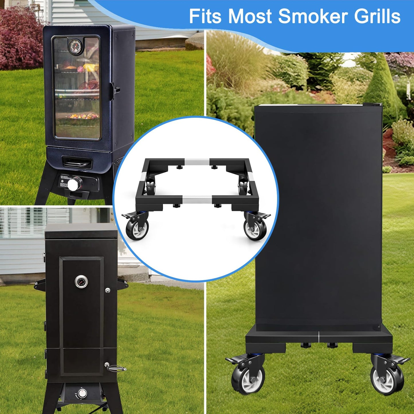 LYUND Heavy Duty All Steel Smoker Stand with 5 Inch Casters Wheels, for Vertical Electric Smoker&Digital Electric Smoker Universal Mobile Base