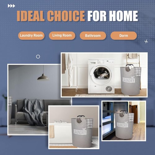 Caroeas Super Large 150L Laundry Basket - Waterproof & Collapsible Hamper with Padded Handles | Light Grey