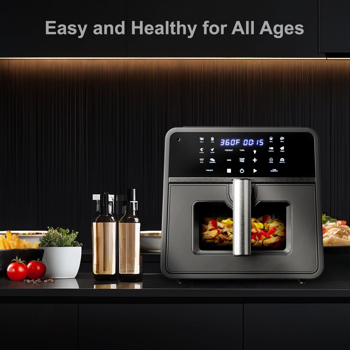 Emerson SmartVoice 10QT 6-in-1 Air Fryer, 1000+ Voice Control Commands, 100+ Recognized Food, No APP, No WIFI, No Setup, Nonstick Basket, Air Fry, Bake, Reheat, Dehydrate, 1700W