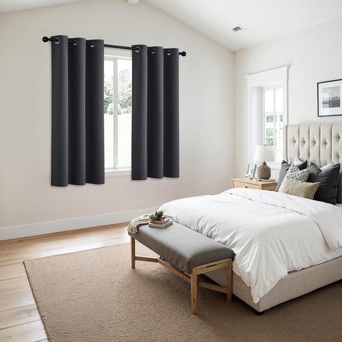 MIULEE Dark Grey Blackout Curtains - Thermal Insulated Room Darkening Drapes | 40 x 45 Inches, 2 Panels