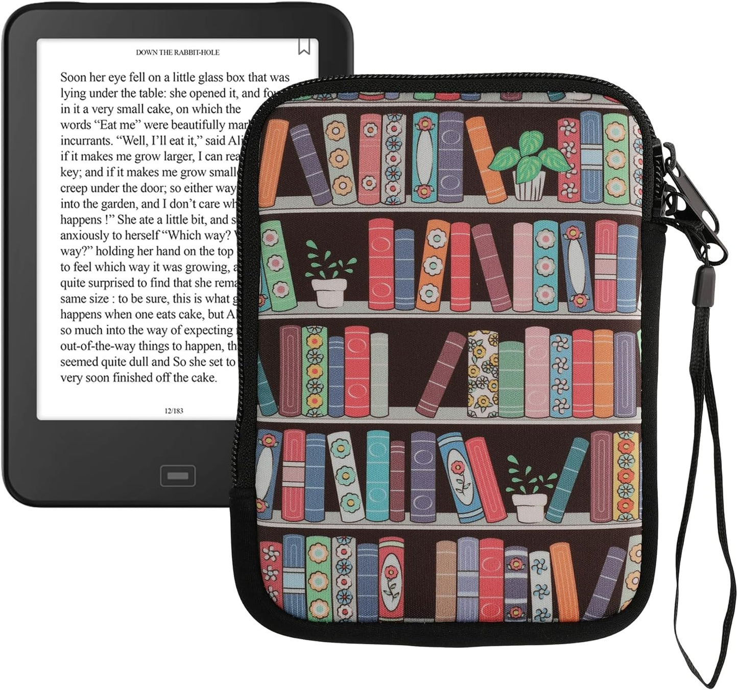 kwmobile 6" Neoprene e-Reader Pouch Size eReader - Universal eBook Sleeve Case with Zipper, Wrist Strap