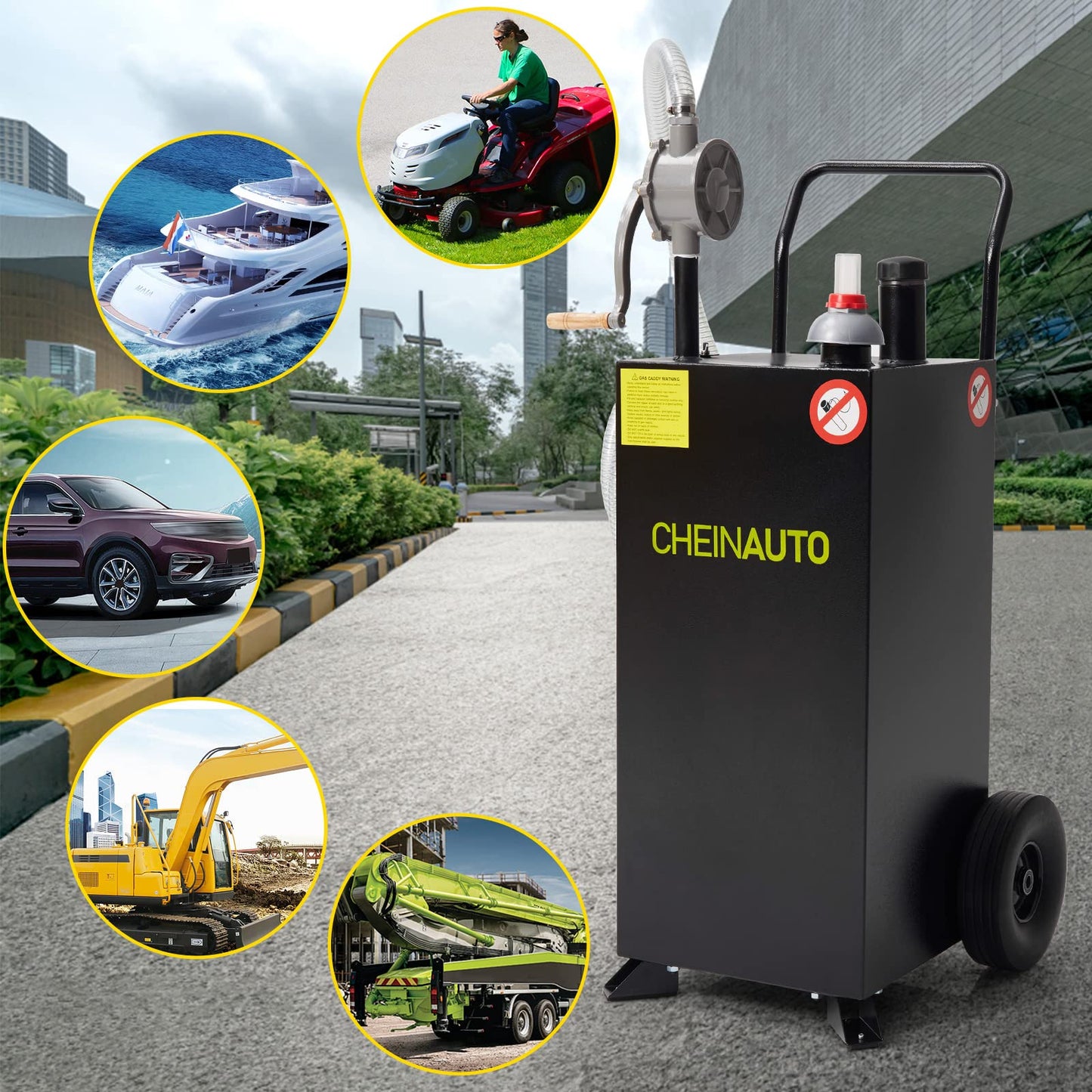 40 Gallon Fuel Caddy, Portable Gas Caddy with Manual Pump, Heavy Duty Gas with 4 Wheels, Diesel Fuel Can for Cars, Lawn Mowers, Trucks, ATVs, Boats 