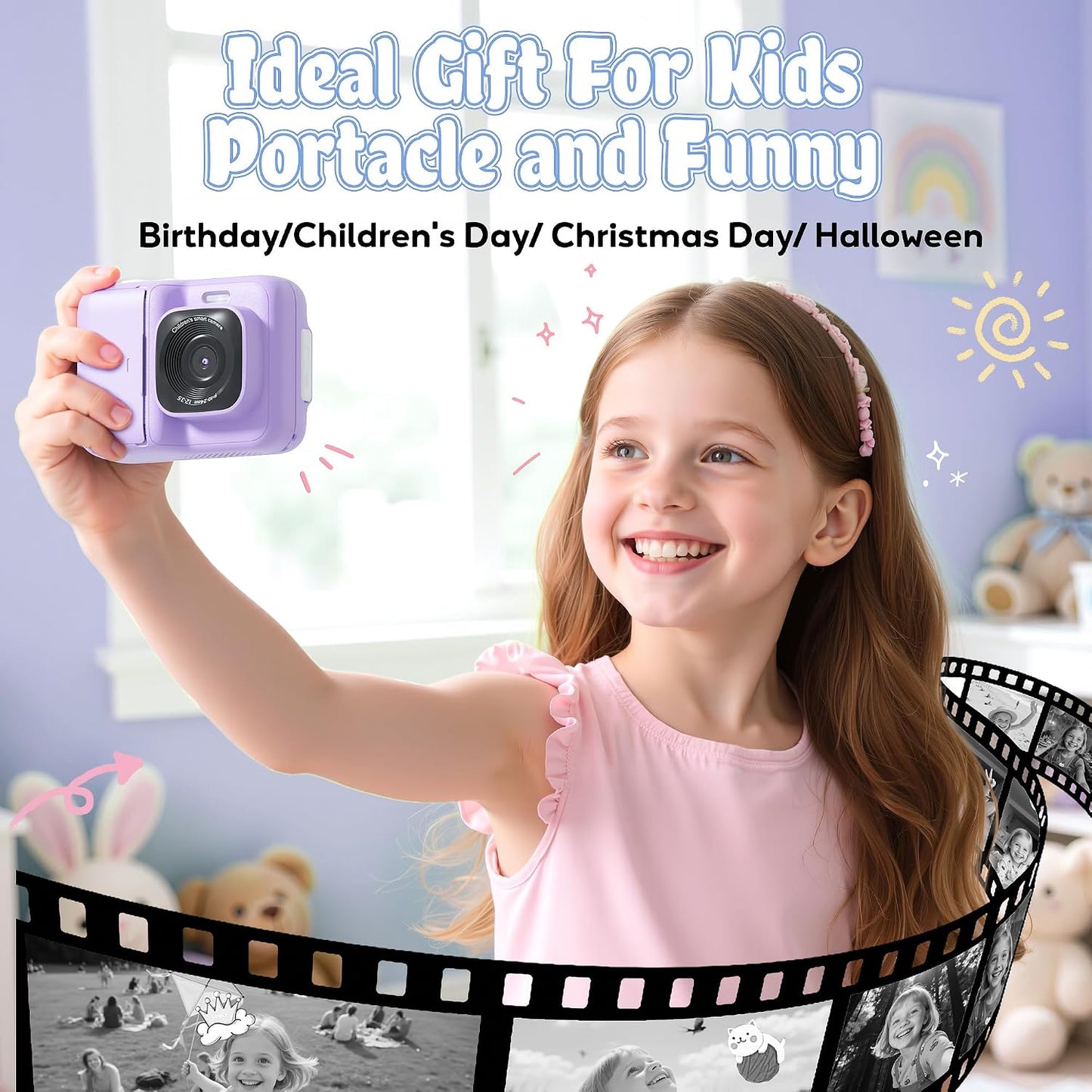 ETIKEZ 1080P 4 5 6 7 8 9 10 32GB 3 Kids Camera, Instant Digital Print Camera for Kids, Christmas Birthday Gifts