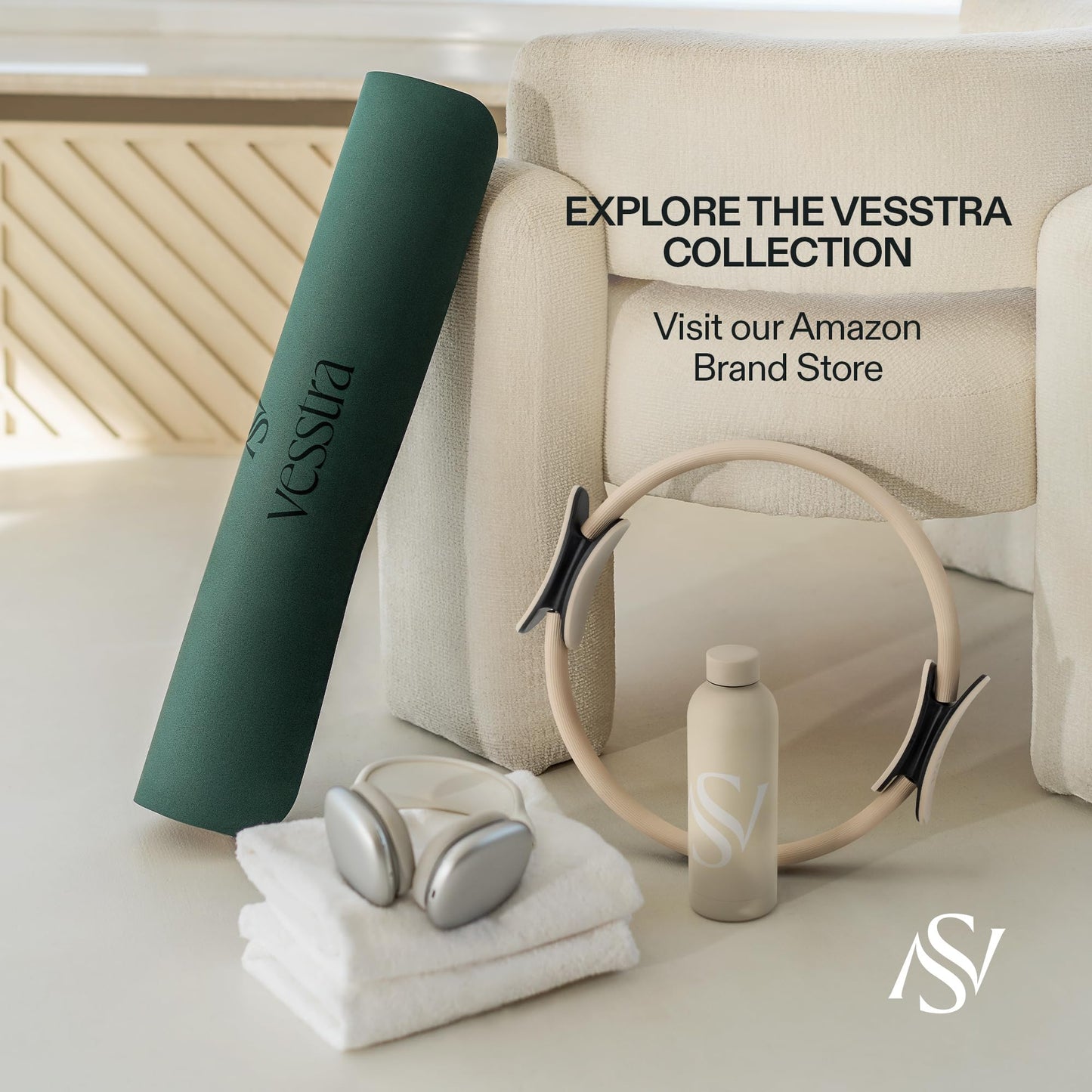 Vesstra Premium Yoga Mat – Sweat-Activated Non-Slip PU Grip I Natural Rubber Base I 4mm for Yoga, Pilates & Workouts