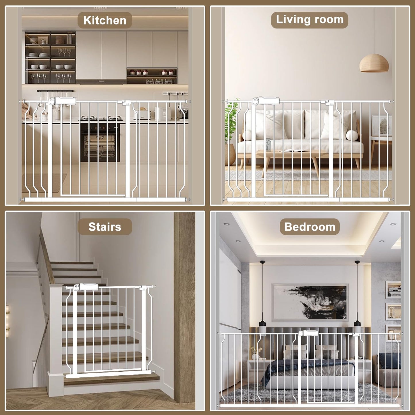 ALLAIBB Extra Wide Pressure Mount Baby Gate Auto Close Metal Child Dog Pet Safety Gates with Walk Through for Stairs,Doorways,Kitchen and Living Room (66.93-71.65"/170-182cm)