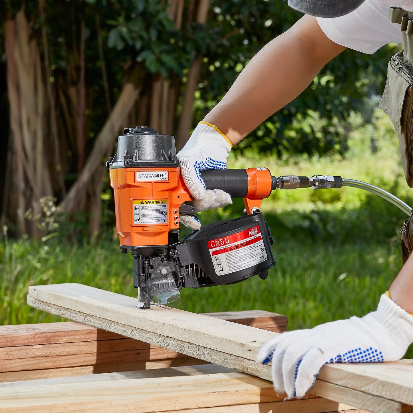 Stafanailer Update CN70 Air Coil Nailer, 15 Degree Pneumatic Coil Nail Gun, 1-3/4" to 2-3/4" Fast Shooting Nailer, High Speed Air Coil Nail Gun for Pallets, Siding, Crating, Fencing, Decking