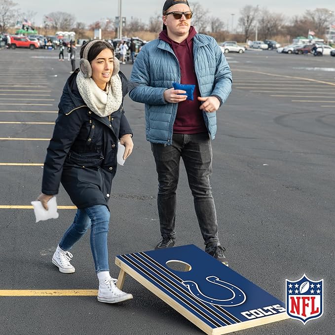 NFL 2' x 3' Solid Wood Cornhole Set with Direct Print HD Team Graphics – Great Gift for Any Football Fan! Bean Bag Toss Family Outdoor Games