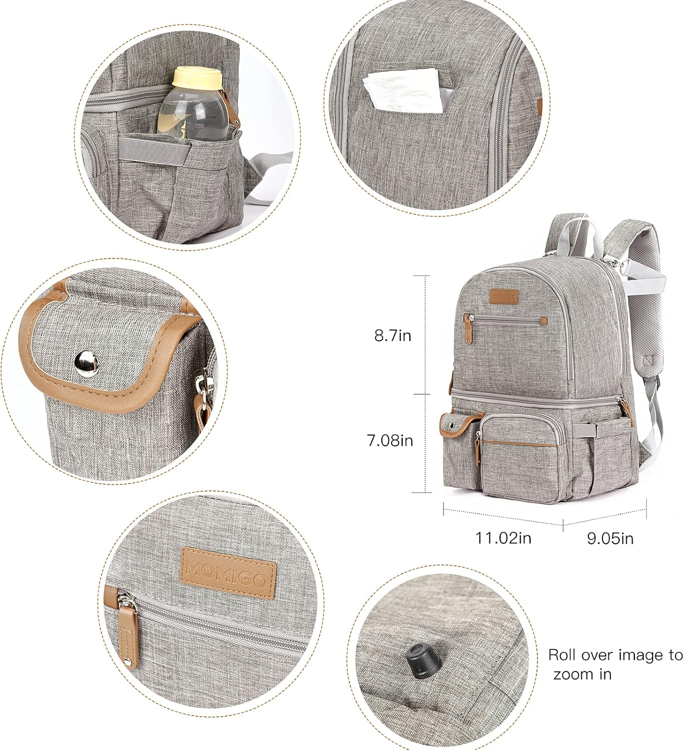 Backpack Backpack 13 Inch MOMIGO Breast Pump - Cooler and Moistureproof Bag Double Layer for Mother Outdoor Working