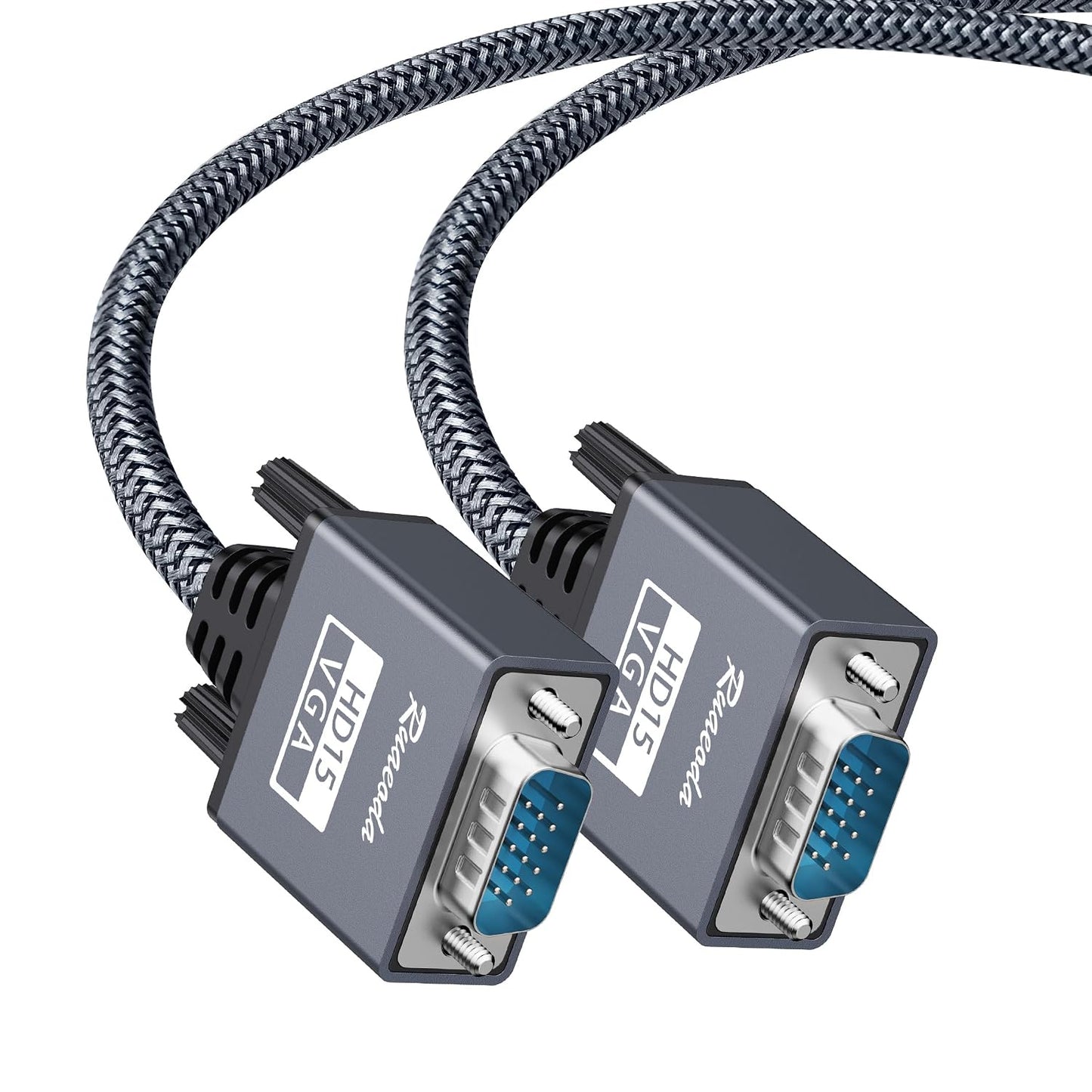 3 15 1080P VGA to VGA Cable ft, Nylon Braided Pin Monitor Cord with Aluminum Shell, Full HD PC Display Wire