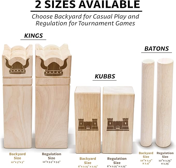 GoSports Kubb Yard Game Set - Choose Regulation or Backyard - Kuub Viking Chess Outdoor Game