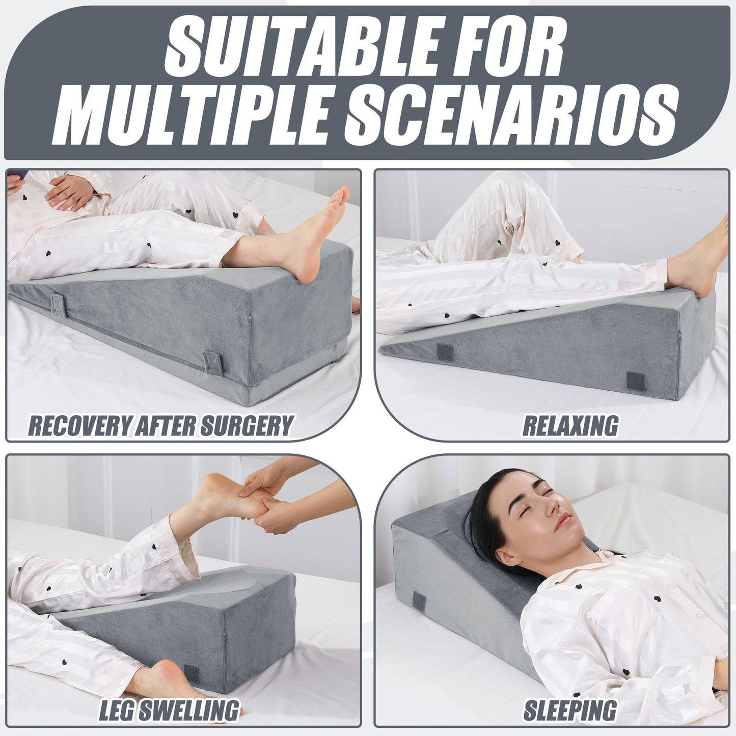 ROYALAY Leg Elevation Pillows for After Surgery, Adjustable Height Knee Surgery Recovery Equipment, Knee Replacement Recovery Aids for Hip Ankle Pain Relief Patent Pending, Single Leg