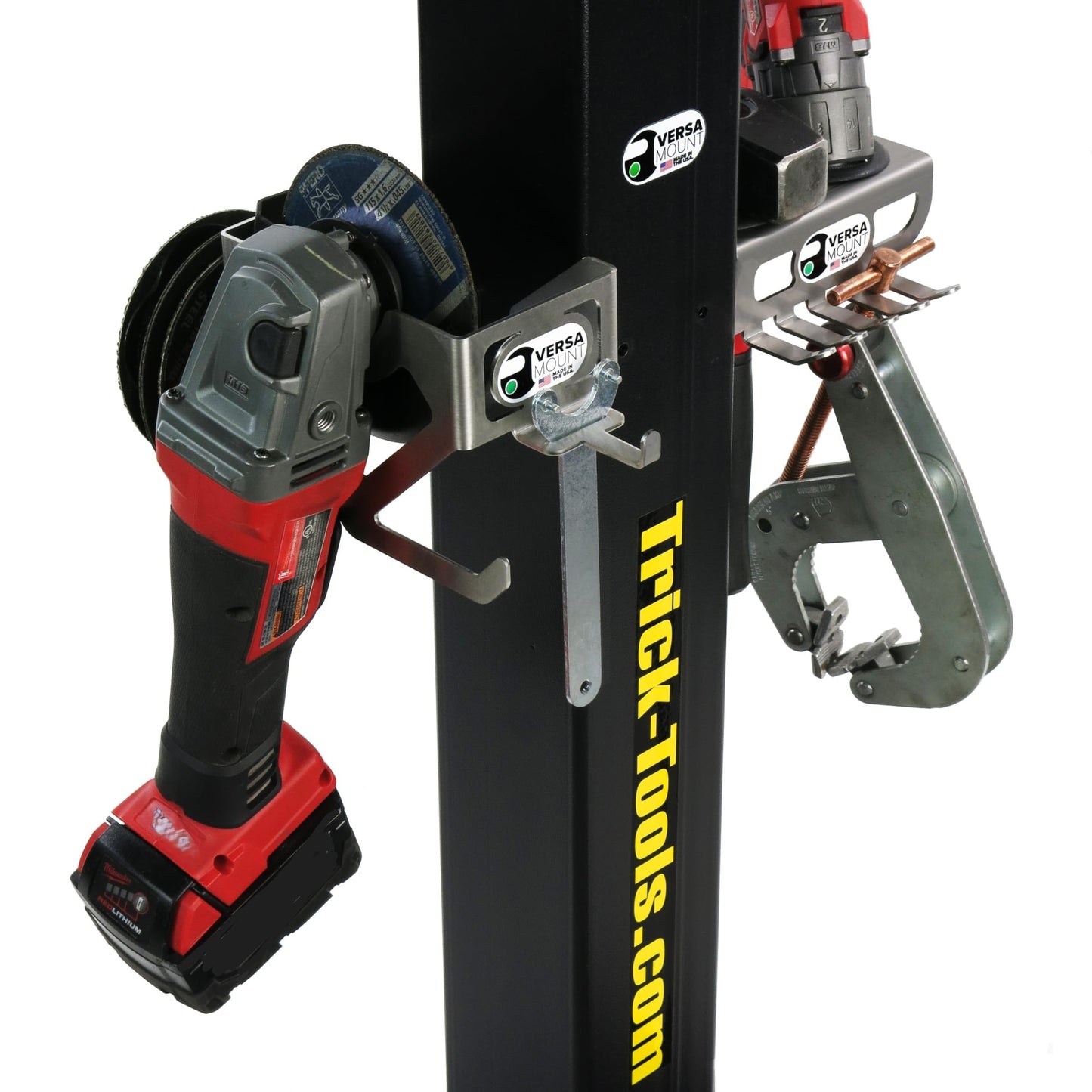 Trick-Tools Versa-Mount Heavy-Duty Mobile Mobile Vise and Bench Grinder Stand with Accessory Hangers, Made in the USA
