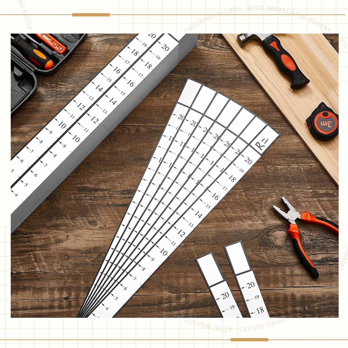 Saysurey Attic Measuring Rulers (Case of 1000), 20 Inch, Card Stock, Attic Insulation R-value Ruler for Insulators Ceiling Insulation
