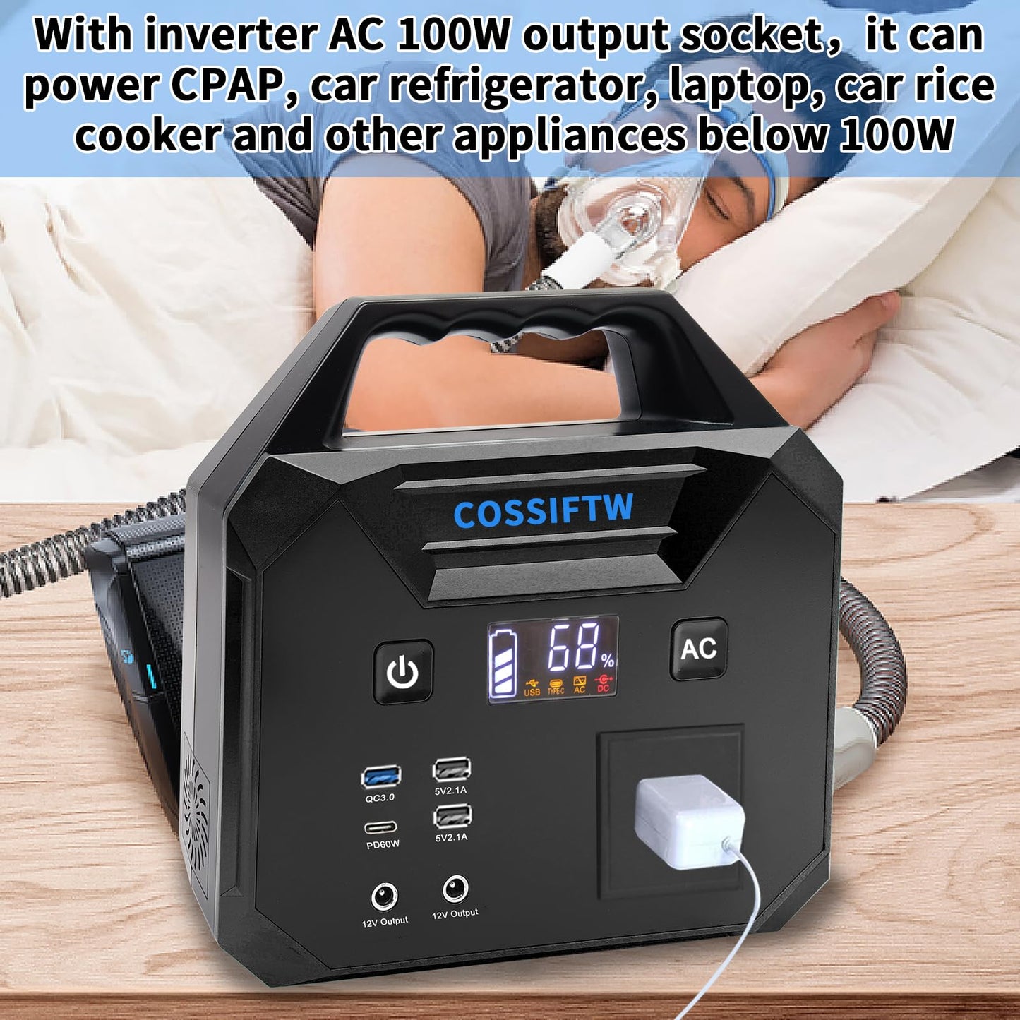 COSSIFTW Heavy Duty 10000A Jump Starter - 200W Power Station with AC Socket for Trucks, Motorhomes, Gasoline and 15L Diesel Engines with 130Wh Battery Packs