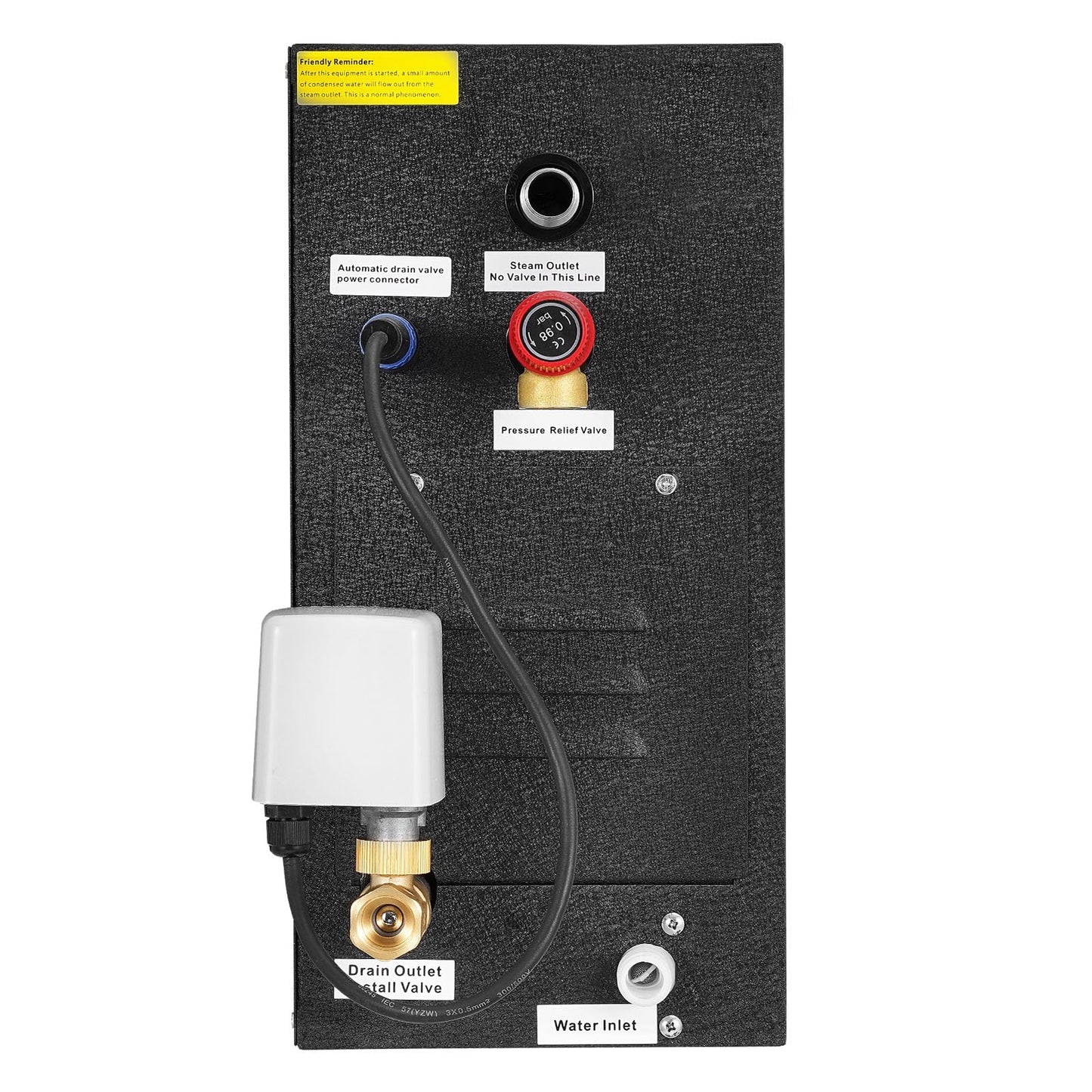 VEVOR Steam Generator, 9 kW Steam Shower System with Controller for Home Sauna & Spa, Commercial Auto Drain Kit with Overheat, Dry-Run & Overpressure Protection, 10min to 24h Timer, Black