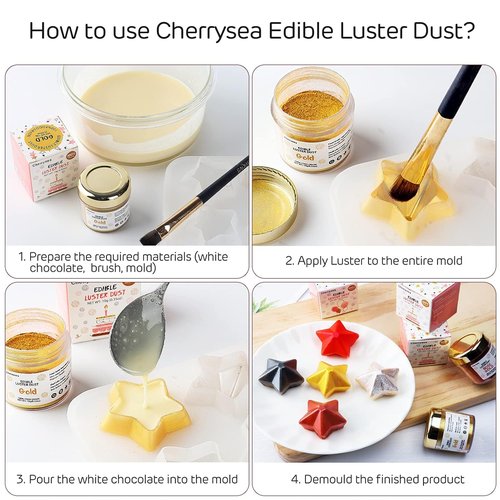 Cherrysea Edible Luster Dust - Tasteless Food-Grade Cake Dusting Powder | 10 Grams for Baking