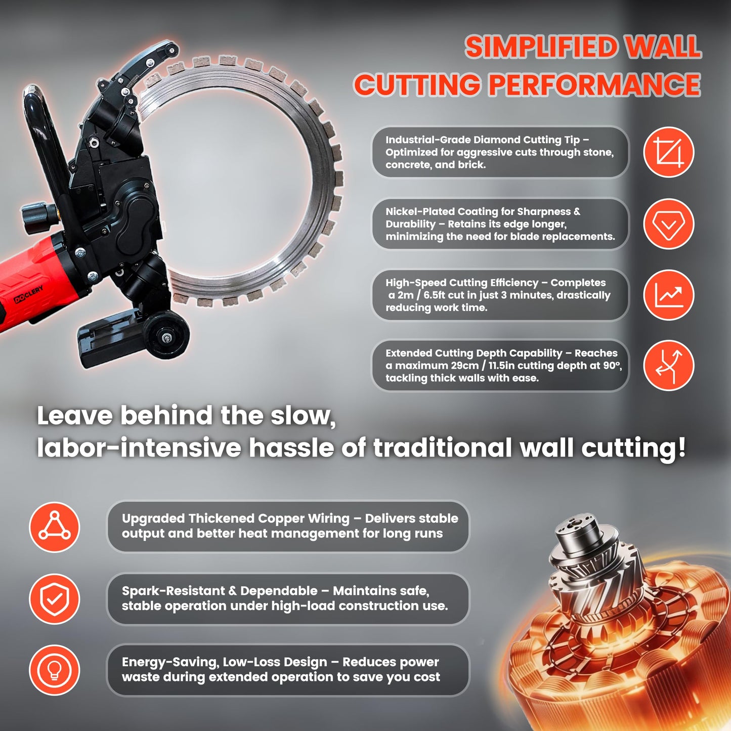 16" Toroidal Electric Concrete Ring Saw 8980/110V,Wet/Dry Cutting with Water Pump,Max Depth 13.8", Electric Concrete Cutting for Brick, Concrete, Marble, Rebar