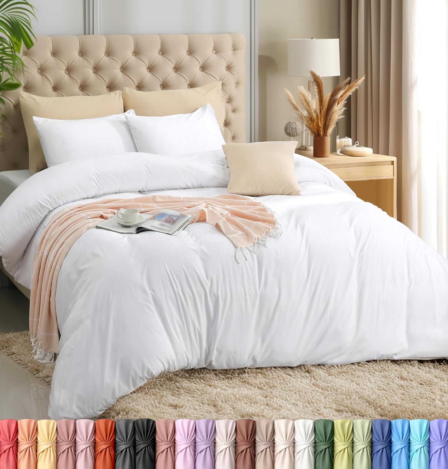 Utopia Bedding Duvet Cover Set - Soft Brushed Microfiber with Zipper Closure | 3 Pieces (Queen, White)