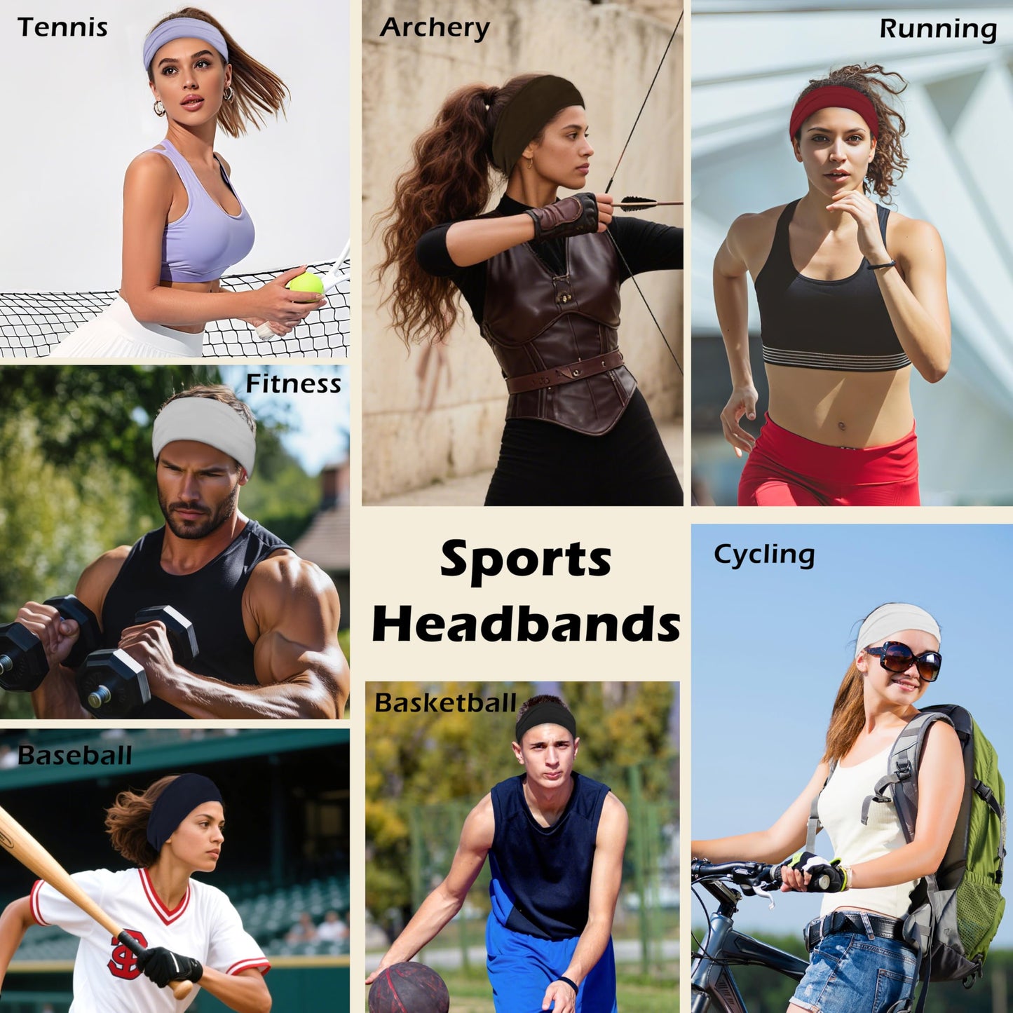 Headbands for Women, 12PCS Wide Stretchy Sports Hair Bands, Elastic Soft Fashion Head Bands, Non-Slip Running Sweatbands for Fashion, Washing Face, Workouts, Yoga, Daily Use