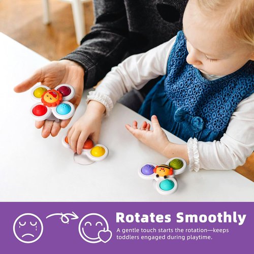 LiKee Fidget Rotating Sensory Bath Toys - Strong Suction Cups for Baby | Perfect for Travel & Christmas Stocking Stuffers