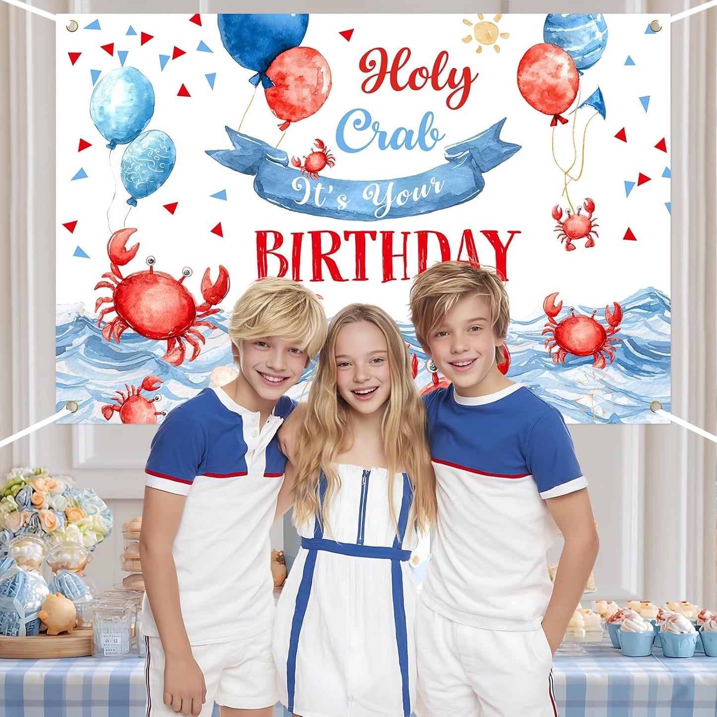Merrystorm 5 3ft Crab Birthday Backdrop Crab Birthday Party Decorations Holy Crab Its Your Birthday Photograph