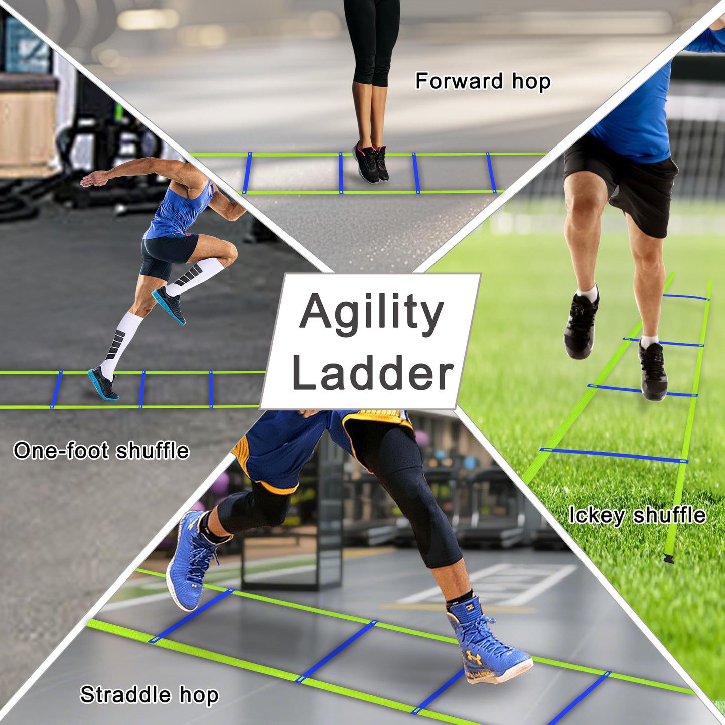 NKJIH 20ft Adjustable Agility Speed Ladder Training Ladder with Carry Bag - Soccer, Speed, Football Fitness Feet Training - Agility Training Equipment for Footwork Drills(Blue)
